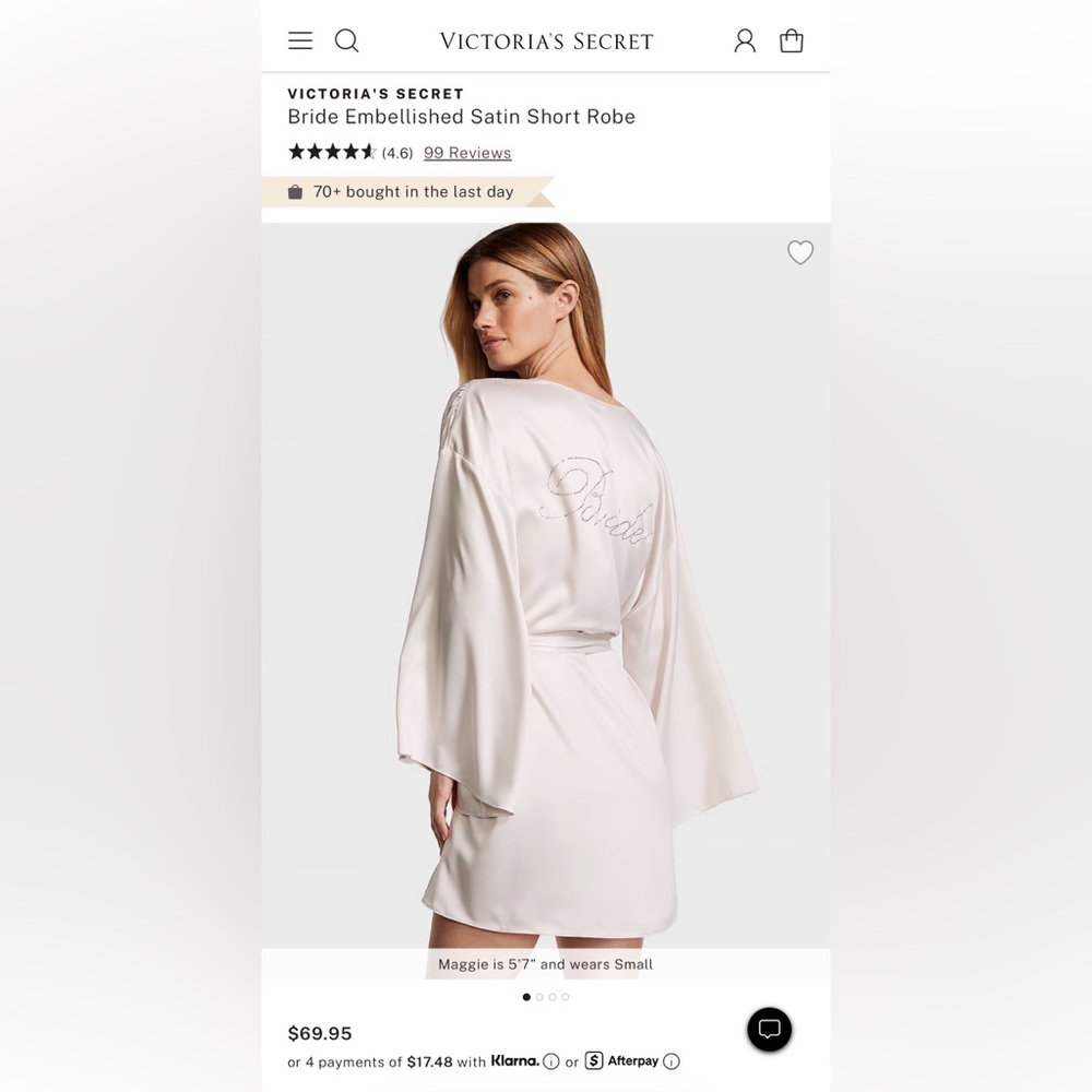 Victoria's Secret White Satin Bridal Robe